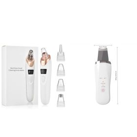 Electric Ultrasonic Skin Scrubber Face Spatula Home Ultrasonic Skin Scrubber Facial Cleaner Handheld Mini Derma Galvanica Tightening Face Scrubbe (Option: Set)