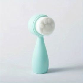 Double-Sided Silicone Face Brush with Soft Bristles for Exfoliating and Massaging Skin Care - Cute Cat Paw Design for Facial Cleansing and Makeup (Color: green)